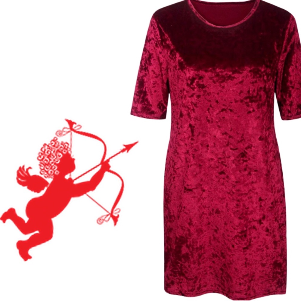 NWOT STUNNING CRUSHED VELVET RED DRESS! - Picture 2 of 3
